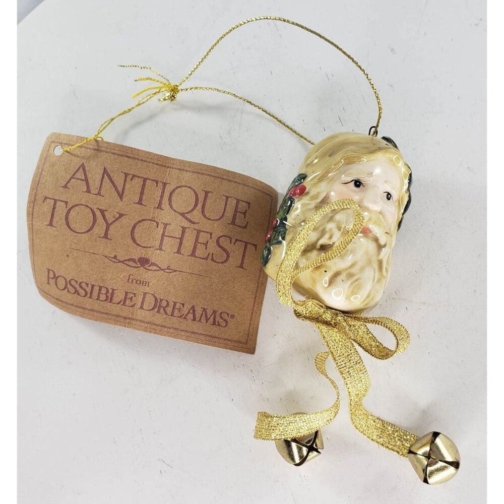 Possible Dreams Antique Toy Chest Santa Head Christmas Ornament #42357